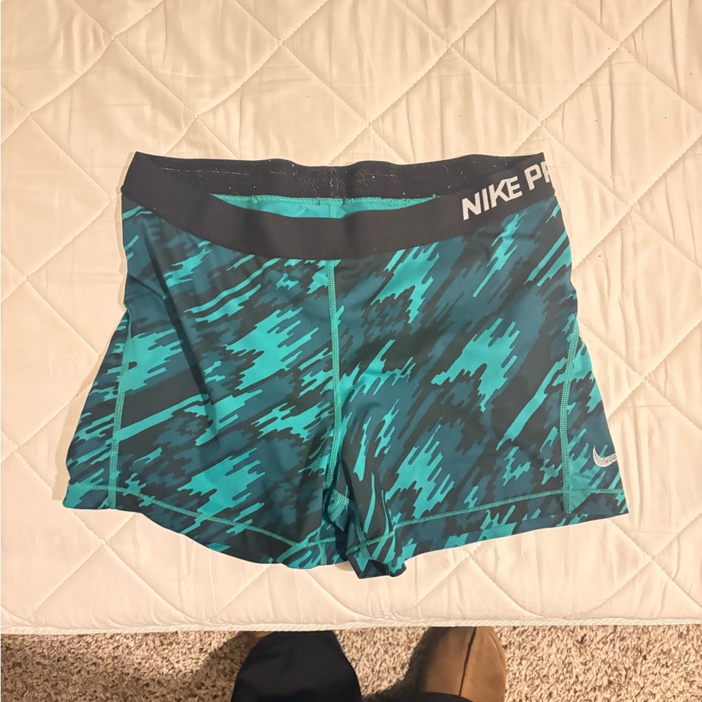 Nike Pro Turquoise and Black Women's Athletic Shorts